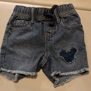 Gap Disney Denim Frayed Mickey Shorts 12-18m